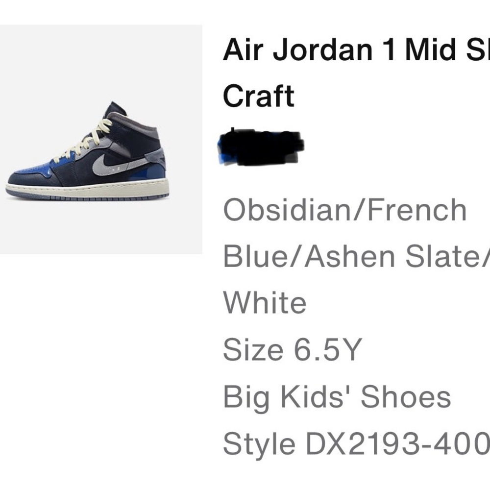 Big boys Nike Air Jordan 1 Mid SE Craft size 6.5